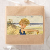 ヴィンテージ遊少年がビーチでサンドトイズ ラベル (インサイチュ)