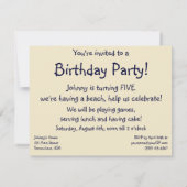 ヴィンテージ遊少年のビーチ誕生会 招待状 (裏面)