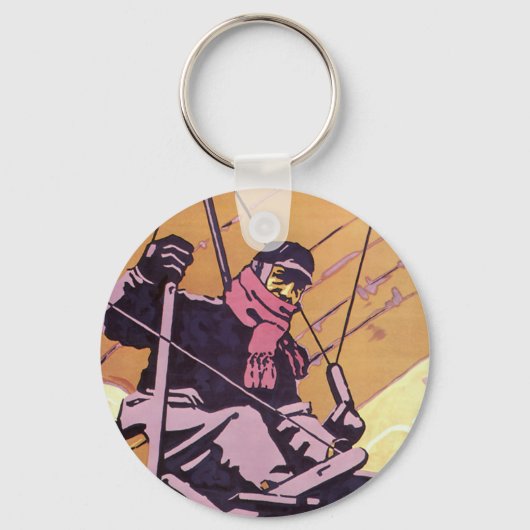 ヴィンテージ運つる転滑空機 キーホルダー (正面)