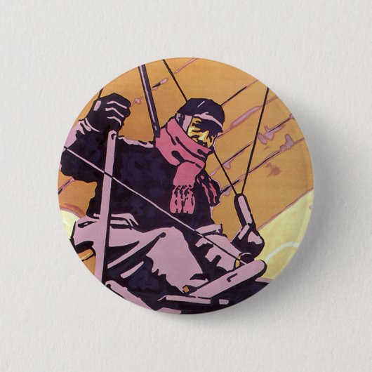 ヴィンテージ運つる転滑空機 缶バッジ (正面)