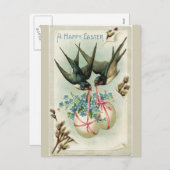ヴィンテージ運のイースターエッグイエロー シーズンポストカード (正面/裏面)