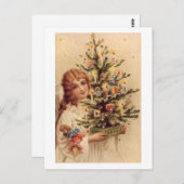 ヴィンテージ運のツリーカード ポストカード (正面/裏面)