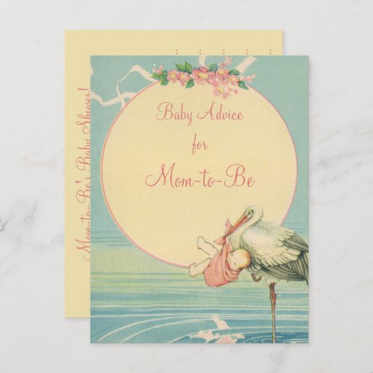 ヴィンテージ運ストークの赤ん坊の少女 アドバイスカード (正面/裏面)