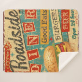 ヴィンテージ道端ダイナーメタルサイン。ダイナー、レトロ、v シェルパブランケット (正面(横))