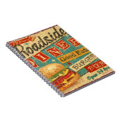 ヴィンテージ道端ダイナーメタルサイン。ダイナー、レトロ、v ノートブック (右側)