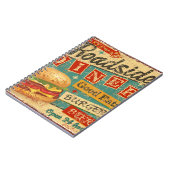 ヴィンテージ道端ダイナーメタルサイン。ダイナー、レトロ、v ノートブック (左側)