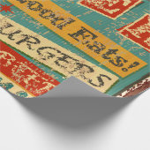 ヴィンテージ道端ダイナーメタルサイン。ダイナー、レトロ、v ラッピングペーパー (角)