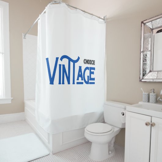 ヴィンテージ選択タイポグラフィ シャワーカーテン (インサイチュ)