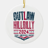 ヴィンテージ選挙ヒルビリー米国国旗 セラミックオーナメント (正面)