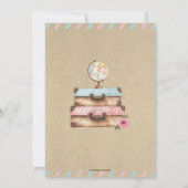 ヴィンテージ郵便スーツケースによる長距離ベビーシャワー 招待状 (裏面)