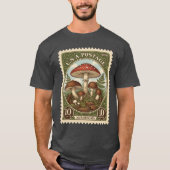 ヴィンテージ郵便切手のキノコ Tシャツ (正面)
