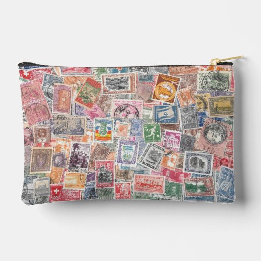 ヴィンテージ郵便切手旅行用アクセサリーポーチ アクセサリーポーチ (裏面)