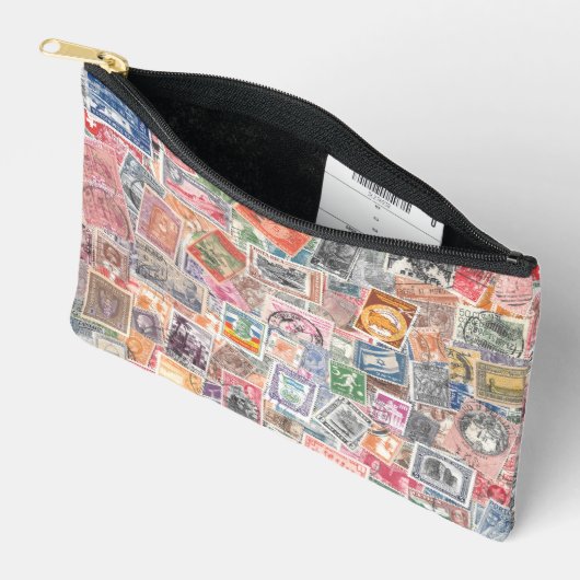 ヴィンテージ郵便切手旅行用アクセサリーポーチ アクセサリーポーチ (見開き)