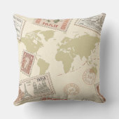 ヴィンテージ郵便切手 世界地図 トラベル (1) クッション (裏面)
