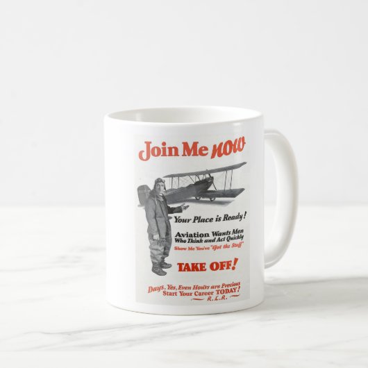 ヴィンテージ郷愁の早期航空広告の コーヒーマグカップ (正面右)