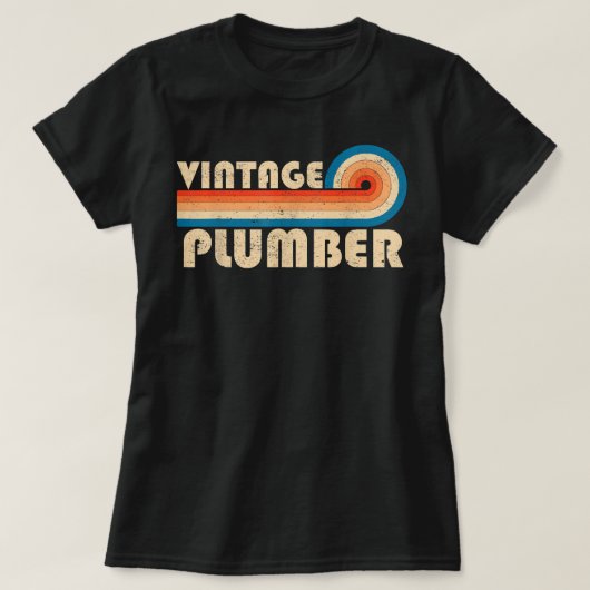 ヴィンテージ配管工の役職誕生日アイディア Tシャツ (デザイン正面)