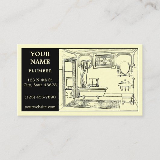 ヴィンテージ配管工テンプレート 名刺 (正面)