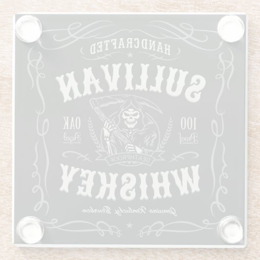 ヴィンテージ酒名旧死神ウイスキーを追加 ガラスコースター (裏面)