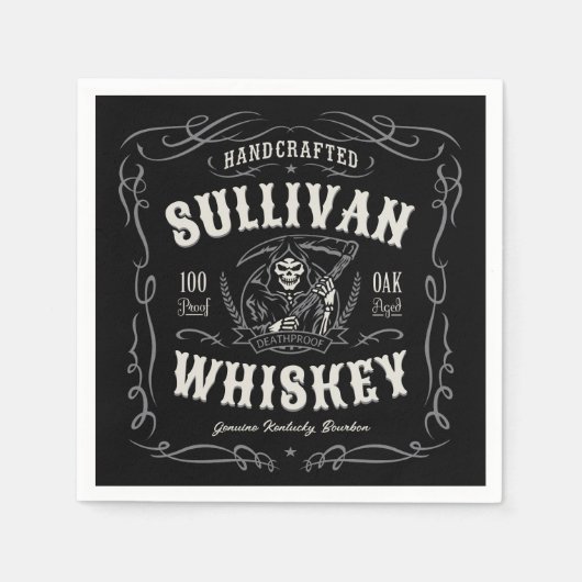 ヴィンテージ酒名旧死神ウイスキーを追加 スタンダードカクテルナプキン (正面)