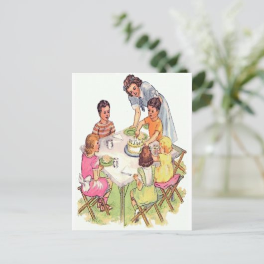 ヴィンテージ野外誕生日会 インビテーションポストカード (スタンド正面)