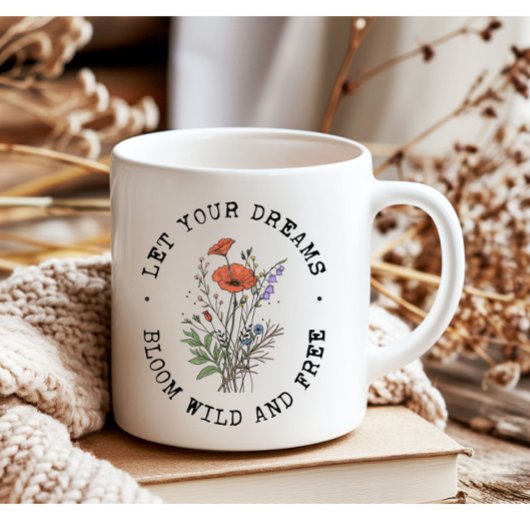 ヴィンテージ野感動的花フローラ引用文 コーヒーマグカップ