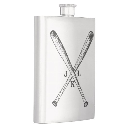 ヴィンテージ野球こうもりとモノグラム フラスク (右)