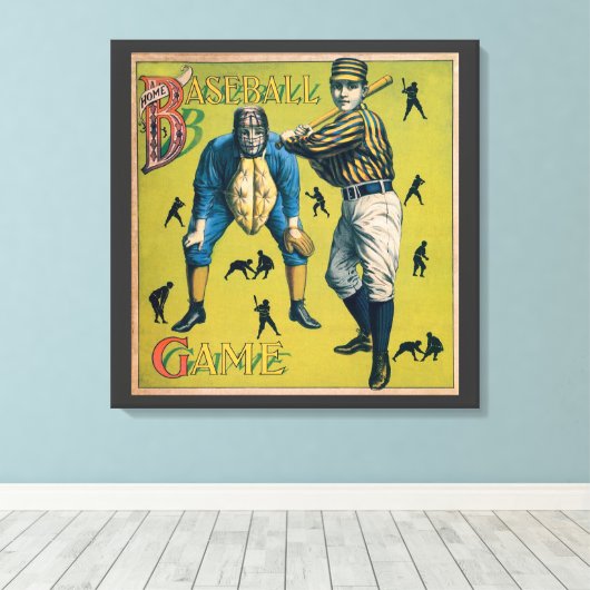 ヴィンテージ野球のホームゲーム選手 キャンバスプリント (インサイチュ (ウッドフロア))