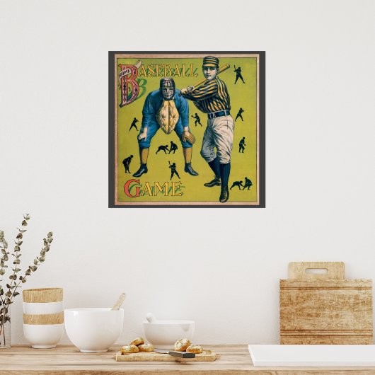 ヴィンテージ野球のホームゲーム選手 ポスター (キッチン)