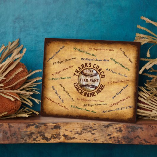 ヴィンテージ野球の監督板，すべての選手の名前 フォトプラーク (側面)