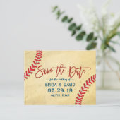 ヴィンテージ野球の結婚式の日付を保存 案内ポストカード (スタンド正面)