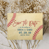 ヴィンテージ野球の結婚式の日付を保存 案内ポストカード