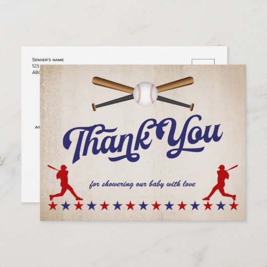 ヴィンテージ野球の赤ちゃん感謝していシャワーあなたはがき ポストカード (正面/裏面)
