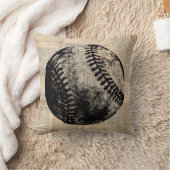 ヴィンテージ野球アートイラストレーション新聞スタイル クッション (ブランケット)