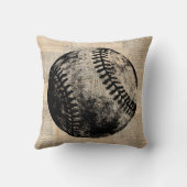 ヴィンテージ野球アートイラストレーション新聞スタイル クッション (裏面)