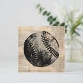 ヴィンテージ野球アートイラストレーション新聞スタイル 招待状 (スタンド正面)