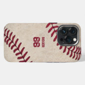ヴィンテージ野球イニシャル名素朴番号レトロ iPhoneケース (裏面横)