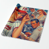 ヴィンテージ野球イラストレーション ラッピングペーパー (アンロールド)