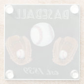 ヴィンテージ野球カルクボードデザイン ガラスコースター (裏面)