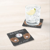 ヴィンテージ野球カルクボードデザイン スクエアペーパーコースター (インサイチュ)