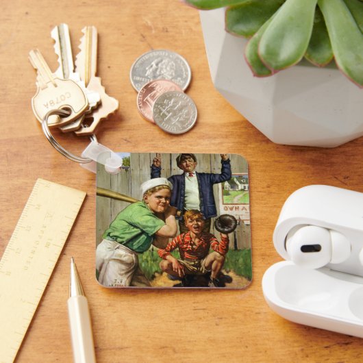 ヴィンテージ野球ゲーム少年運動選手 キーホルダー (デスク)