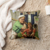 ヴィンテージ野球ゲーム少年運動選手 クッション (ブランケット)