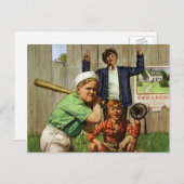 ヴィンテージ野球ゲーム少年運動選手 ポストカード (正面/裏面)