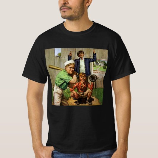 ヴィンテージ野球ゲーム、子供たち少年スポーツ選手 Tシャツ (正面)