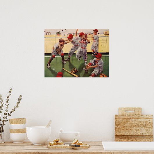 ヴィンテージ野球スポーツチーム、ボーイズ荒住宅 ポスター (キッチン)