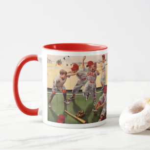ヴィンテージ野球スポーツチーム、男の子のじゃれ合い マグカップ