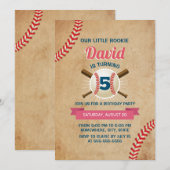 ヴィンテージ野球スポーツテーマの誕生日パーティー 招待状 (正面/裏面)