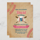 ヴィンテージ野球スポーツテーマ誕生会 招待状 (正面/裏面)