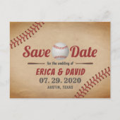 ヴィンテージ野球スポーツ結婚式Save the Date 案内ポストカード
