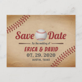 ヴィンテージ野球スポーツ結婚式Save the Date 案内ポストカード