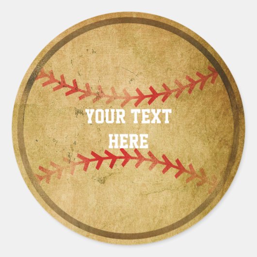 ヴィンテージ野球スポーツ誕生日パーティーシール ラウンドシール (正面)
